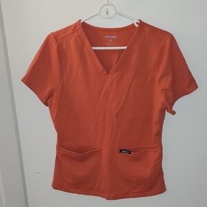 Jaanuu Scrubs Set Women's Short Sleeve Orange Top